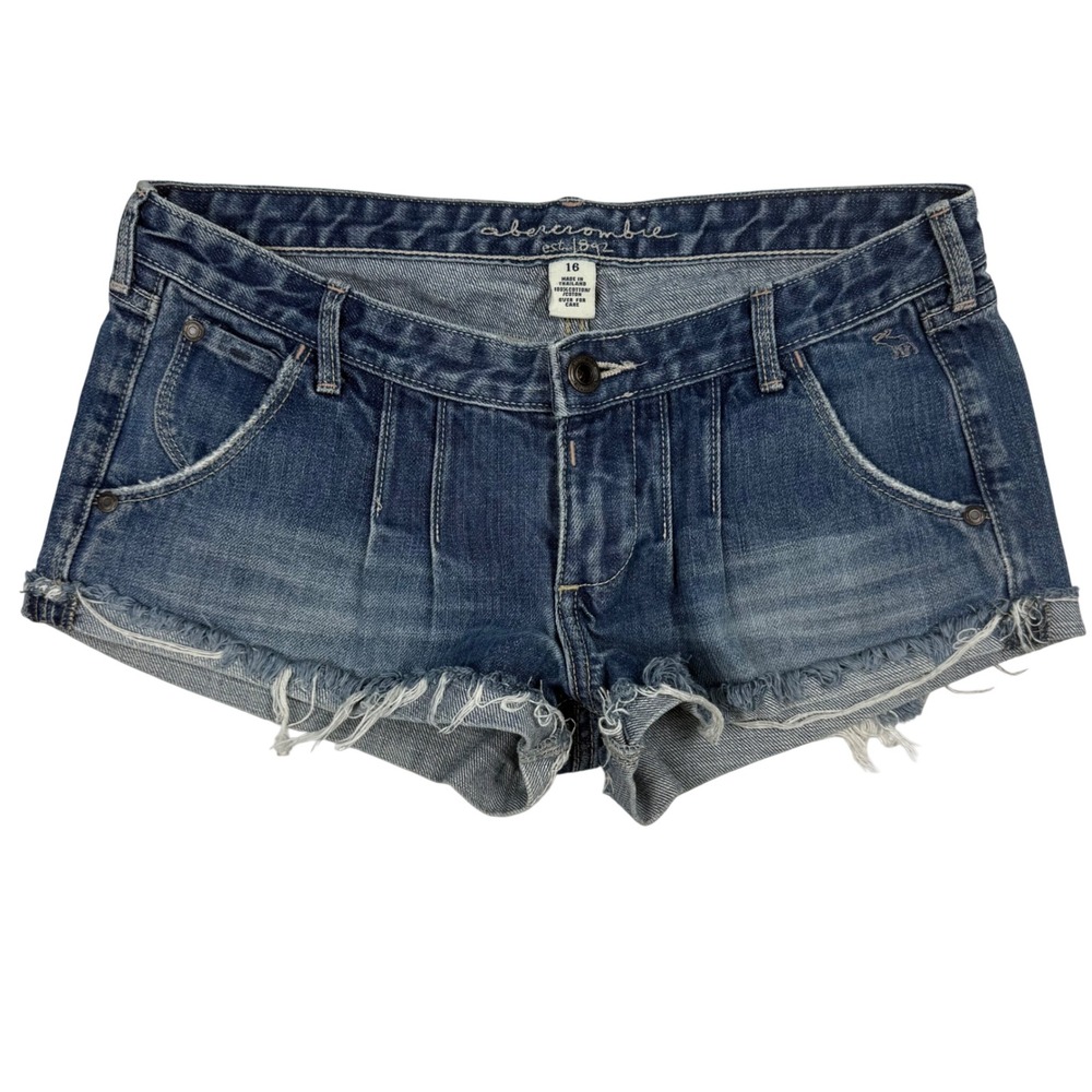 VTG Y2K Abercrombie & Fitch Denim Cut Off Micro Mini Shorts Ultra Low Rise Indie